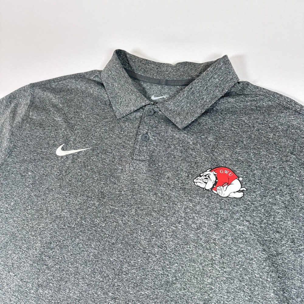 Nike Polo Shirt Mens XL Gray GWU Bulldogs Dri-Fit Athletic Gorpcore‎